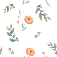 acquerello di moda minimalista leggero arancia fiore rosa, ramoscelli con le foglie nel boho stile. carino dolce pianta senza soluzione di continuità modello sfondo per nozze invito, confezione carta, tessuti, involucro png