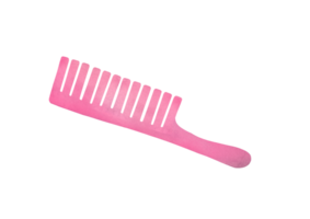 rosado peine para desenredar cabello, cepillado del cabello. eco simpático peluquería herramienta para personal higiene. mano dibujado acuarela separar acortar Arte peluquería herramienta en transparente antecedentes png