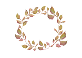 vattenfärg hand dragen vykort attrapp för bröllop inbjudan och med mild blommor, löv i boho stil. ClipArt runda ram, layout på transparent bakgrund med tömma kopia Plats för inskrift png