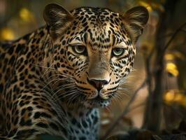 Leopard portrait close up created with Generative AI technology photo