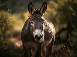 Mule portrait created with Generative AI technology photo