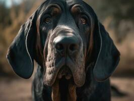 negro sabueso perro creado con generativo ai tecnología foto