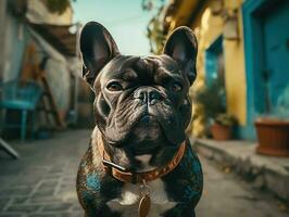 French bulldog created with Generative AI technology photo