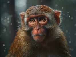Monkey portrait created with Generative AI technology photo