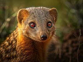Mongoose portrait created with Generative AI technology photo