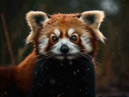 Red panda portrait created with Generative AI technology photo