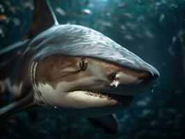 Shark portrait created with Generative AI technology photo