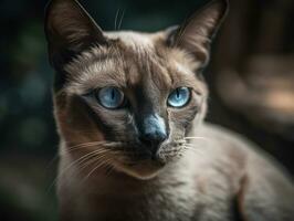Tonkinese cat portrait created with Generative AI technology photo