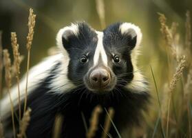 Skunk portrait created with Generative AI technology photo