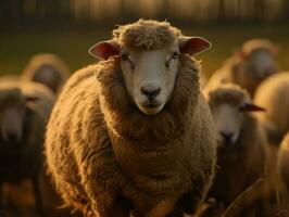 Sheep portrait created with Generative AI technology photo