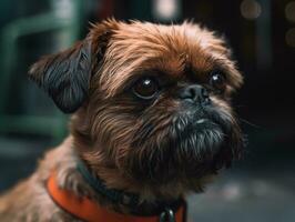 Brussels Griffon dog created with Generative AI technology photo