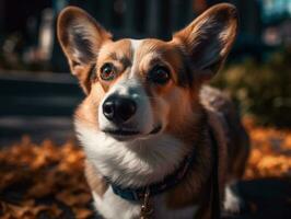 Corgi dog created with Generative AI technology photo