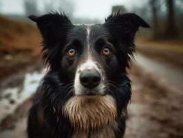 Border Collie dog created with Generative AI technology photo