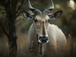 Eland portrait created with Generative AI technology photo