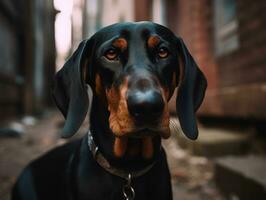 Black and Tan Coonhound dog created with Generative AI technology photo