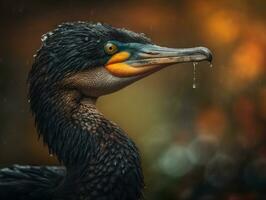 cormorán pájaro retrato creado con generativo ai tecnología foto