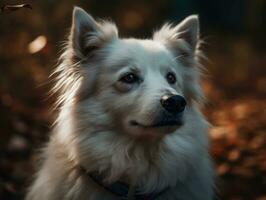 American Eskimo dog created with Generative AI technology photo