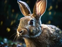 Rabbit portrait created with Generative AI technology photo