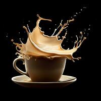 International coffee day celebration with hot latte coffee splash ai generative photo