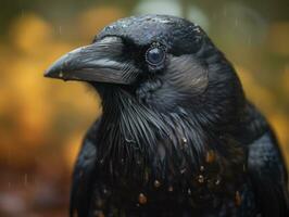 Crow bird portrait created with Generative AI technology photo