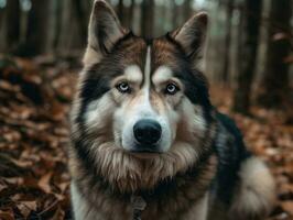 Alaskan Malamute dog created with Generative AI technology photo