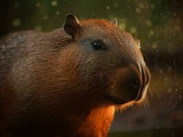 Capybara portrait created with Generative AI technology photo