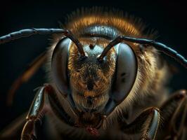 Bee portrait created with Generative AI technology photo