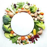 circulo decorado diseño con Fresco y sano vegetales ai generativo foto