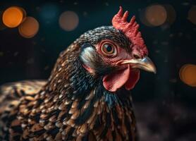 Chicken bird portrait created with Generative AI technology photo