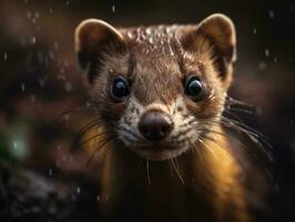 Weasel portrait created with Generative AI technology photo