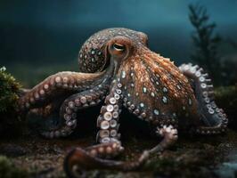 Octopus portrait created with Generative AI technology photo