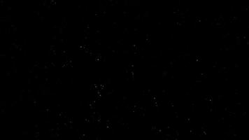 polvo partículas cubrir flotante reluciente partículas con bokeh en negro antecedentes. video