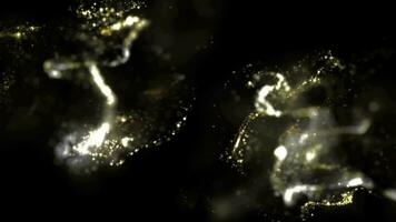 guld damm partiklar glitter damm animering explodera gnistra snabb energi flygande Vinka på svart bakgrund video