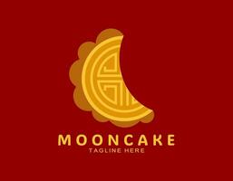 Moon cake with egg yolk inside. Elegant icon with pattern for Mid Autumn festival. Simple design suitable for business, food, cake. vector