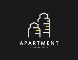 Minimal apartment logo. Vector line art forms a tower or building. Elegant design for company, architecture, developer, residence.