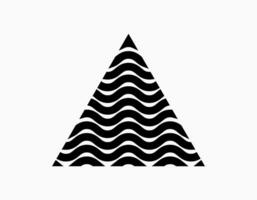 Wavy triangle icon. Black triangle with optical illusion and 3d vector illustration. Trendy sign symbol illustration with metallic color.
