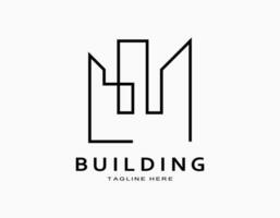 Minimal and abstract apartment logo. Vector line art forms a tower or building. Elegant design for company, architecture, developer, residence.