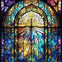 Vibrant colors Stained Glass Window Illustration AI Generated photo