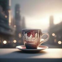 un taza de café con precisionismo diseño taza ai generado foto