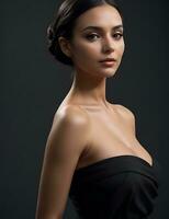 A Beautiful Black Dress Girl Photography - AI Generated photo