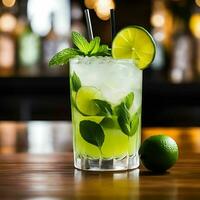 A Mojito Cocktail With a Refreshing Combination of Mint, Lime, and Soda AI Generated photo