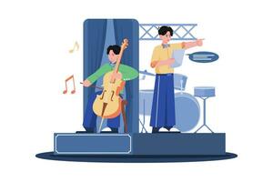 Musicians perform and solve technical problems. vector
