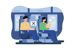 Social distancing in-flight seating illustration concept vector