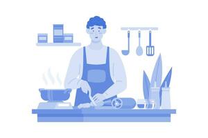 Man's Cooking of Wife's Favorite Meal vector