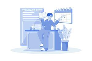 estudiante prepara para estandarizado prueba. vector