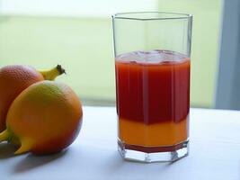 Fresh fruit juice in the glass - AI Generative photo