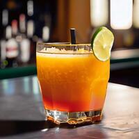 A glass of orange juice on the table - photo