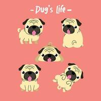 CUTE PUG DOG VECTOR COLLECTION SET