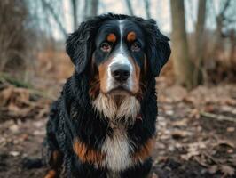 Bernese Mountain dog created with Generative AI technology photo