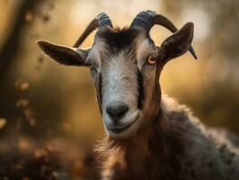 Goat portrait created with Generative AI technology photo